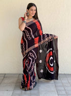 Pure Mulmul Cotton Saree Black
