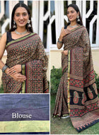 Pure Mulmul Cotton Saree Blue