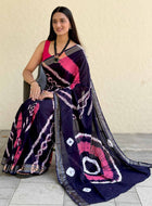 Pure Mulmul Cotton Saree Blue