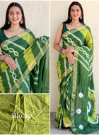 Pure Mulmul Cotton Saree Green