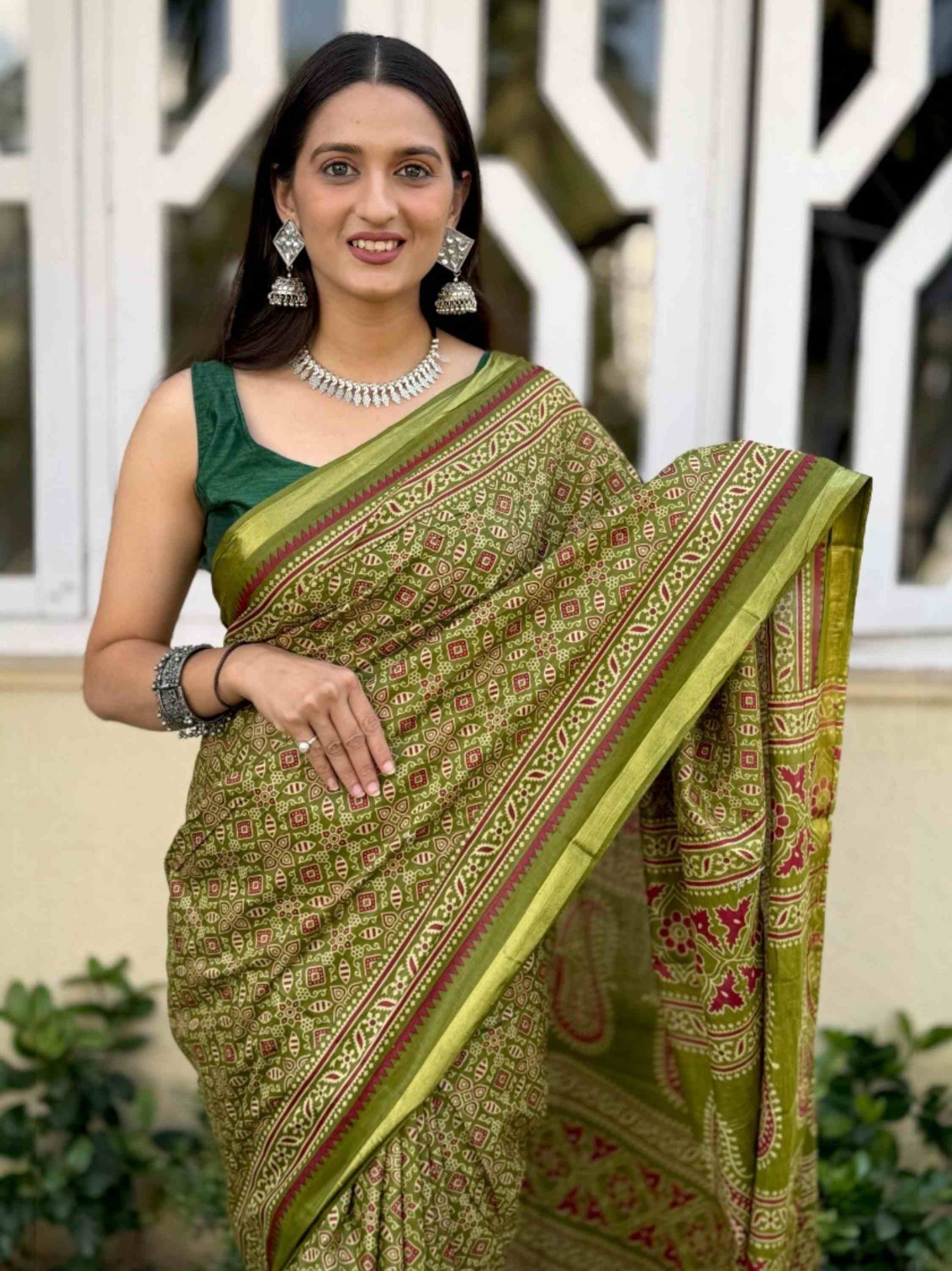 Pure Mulmul Cotton Saree Green