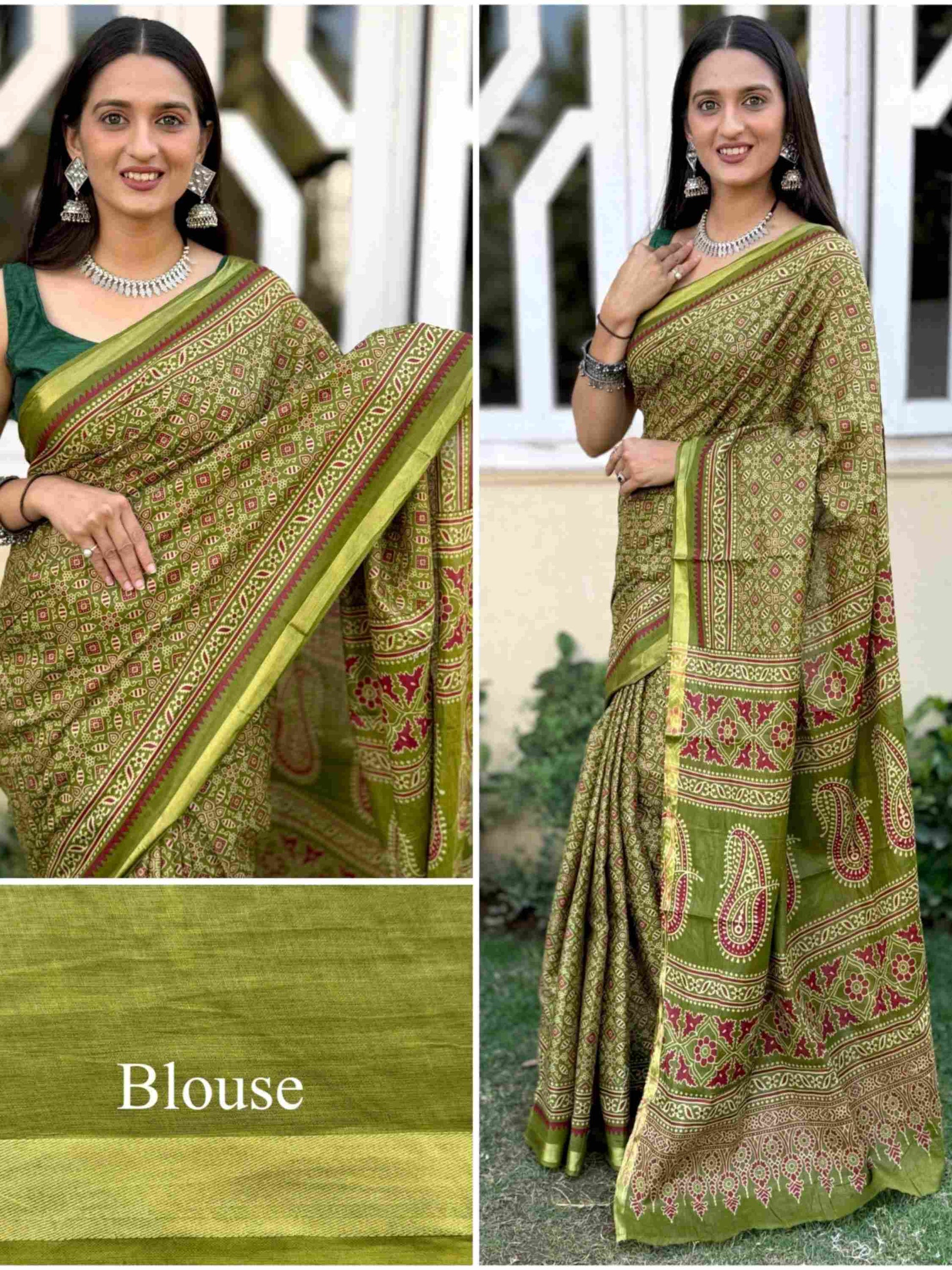 Pure Mulmul Cotton Saree Green