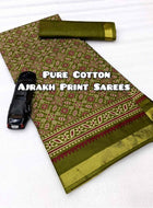 Pure Mulmul Cotton Saree Green