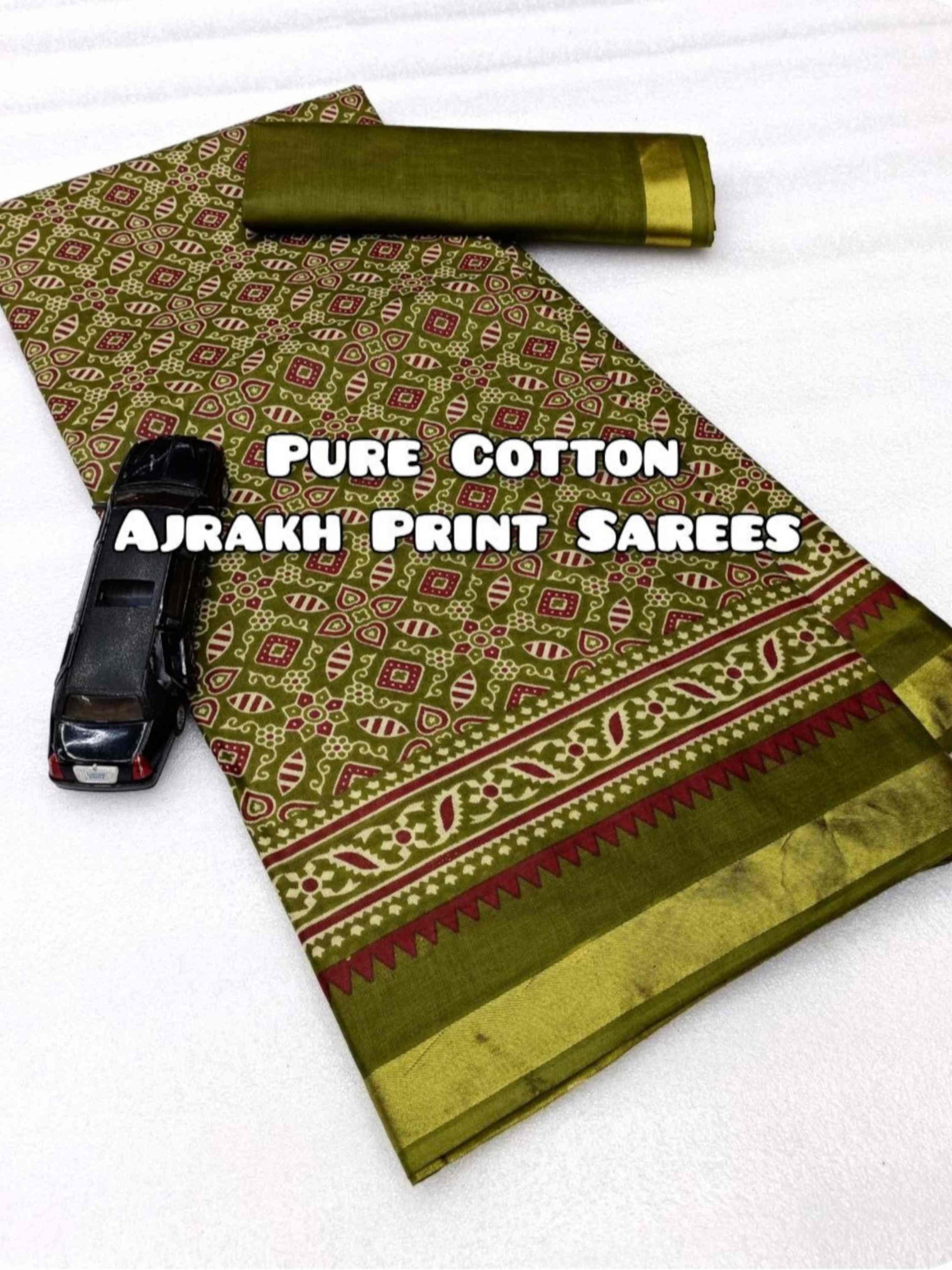Pure Mulmul Cotton Saree Green