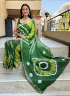 Pure Mulmul Cotton Saree Green