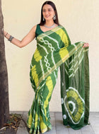Pure Mulmul Cotton Saree Green