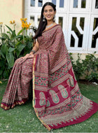 Pure Mulmul Cotton Saree Maroon