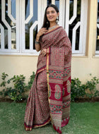 Pure Mulmul Cotton Saree Maroon