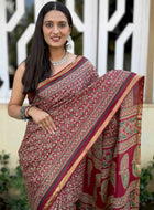 Pure Mulmul Cotton Saree Maroon