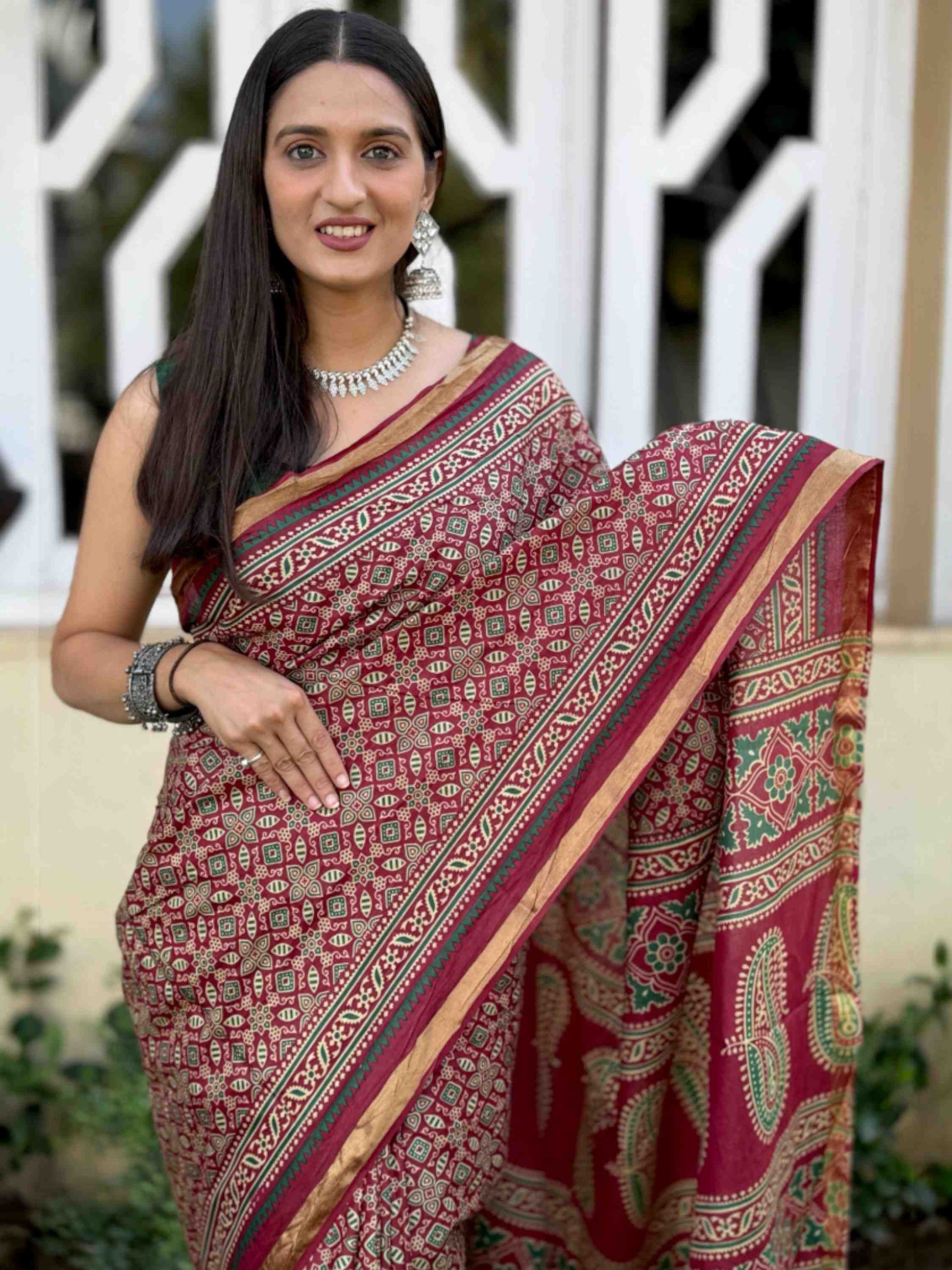 Pure Mulmul Cotton Saree Maroon