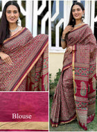 Pure Mulmul Cotton Saree Maroon