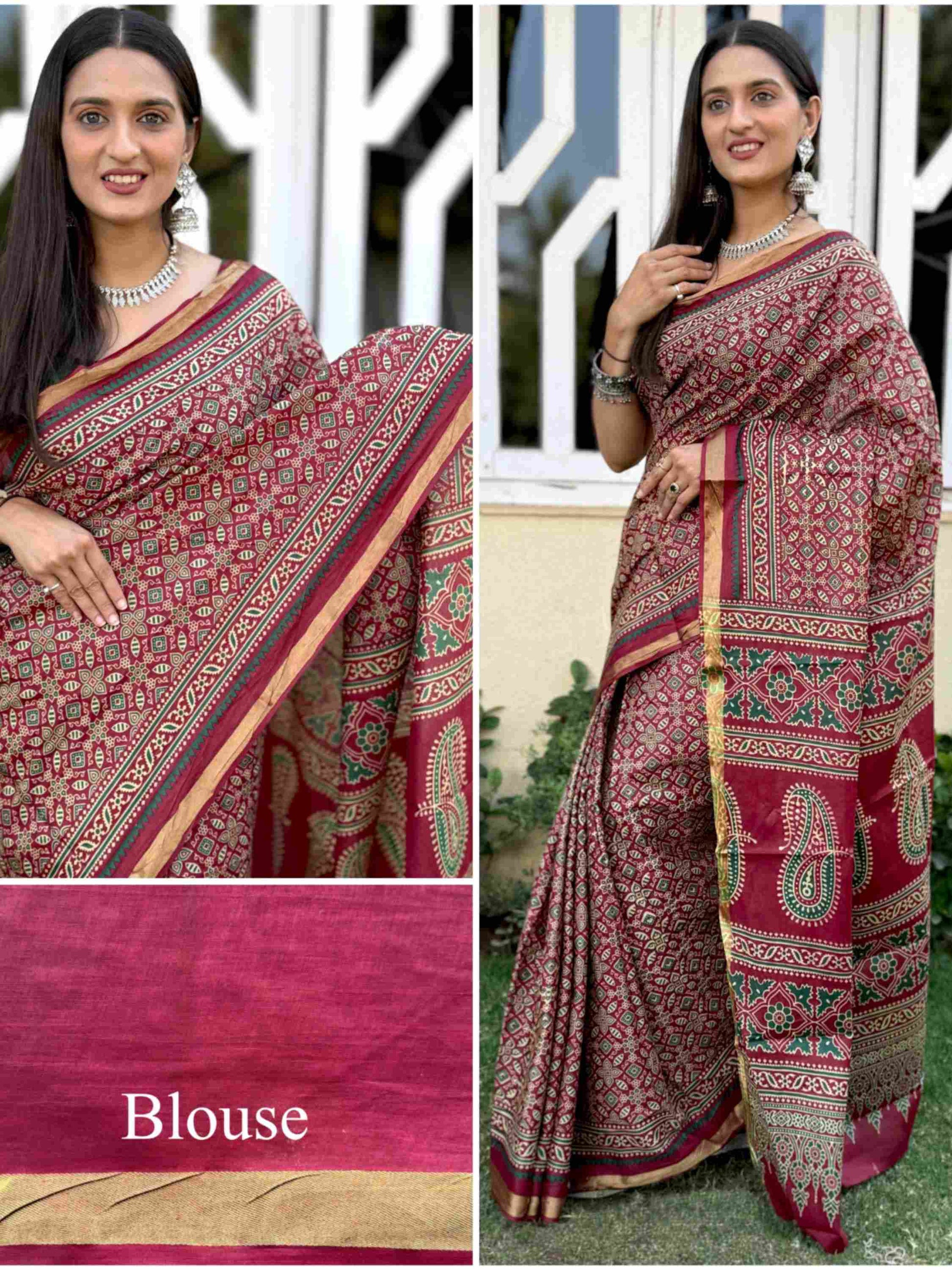 Pure Mulmul Cotton Saree Maroon
