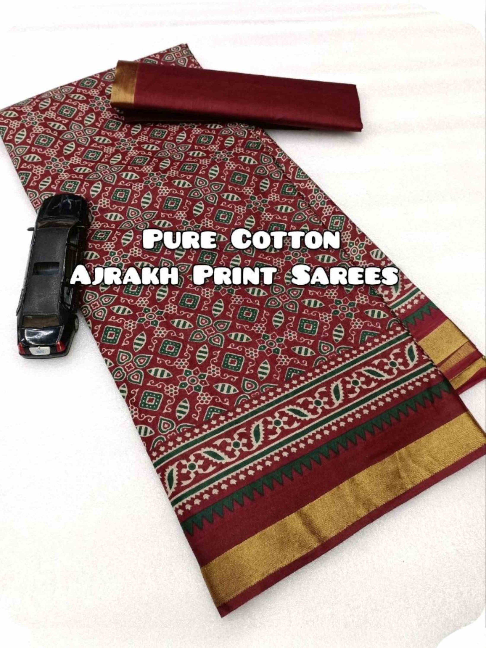 Pure Mulmul Cotton Saree Maroon