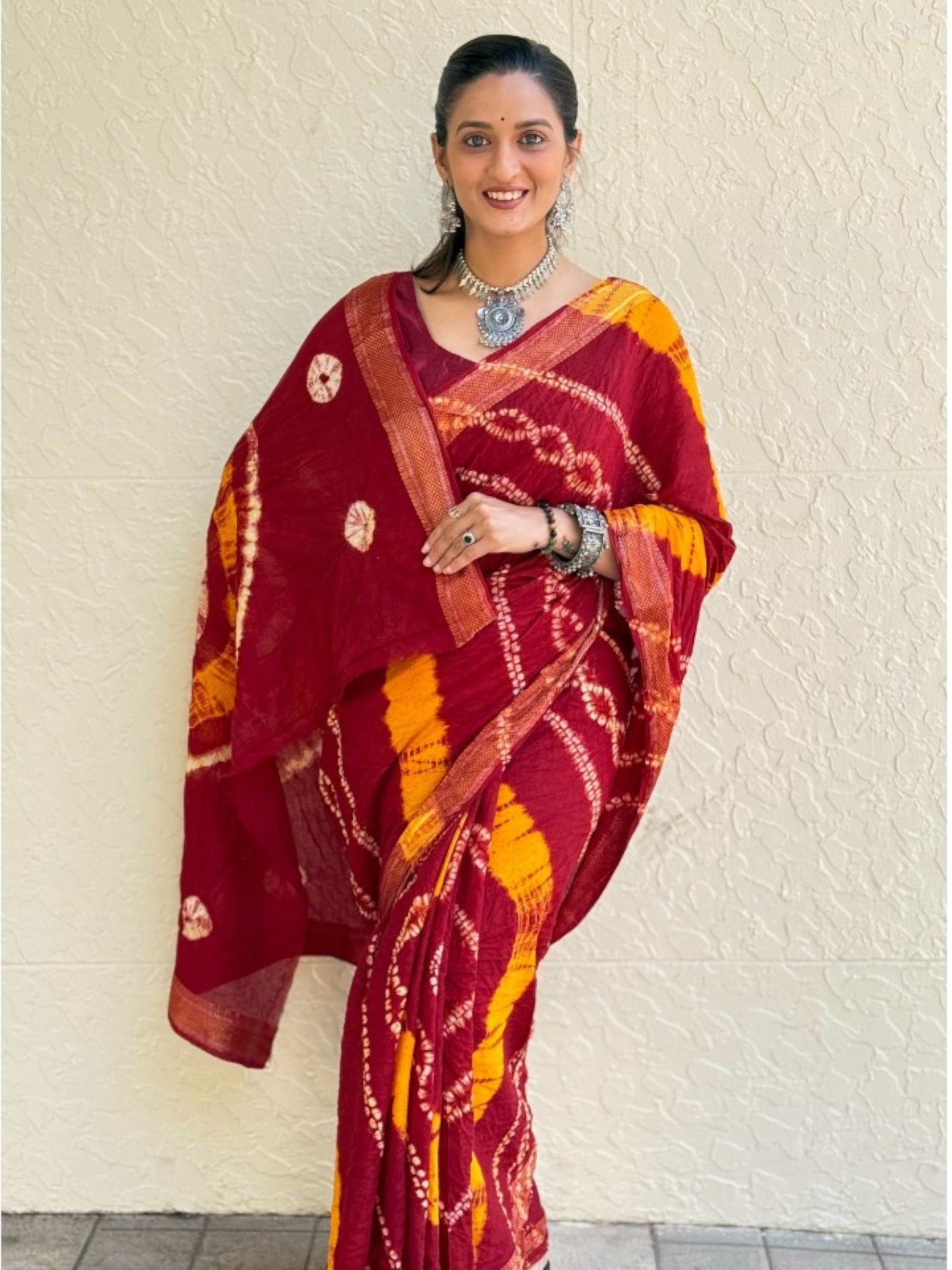 Pure Mulmul Cotton Saree Red