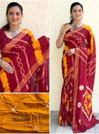 Pure Mulmul Cotton Saree Red