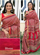Pure Mulmul Cotton Saree Red
