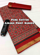Pure Mulmul Cotton Saree Red