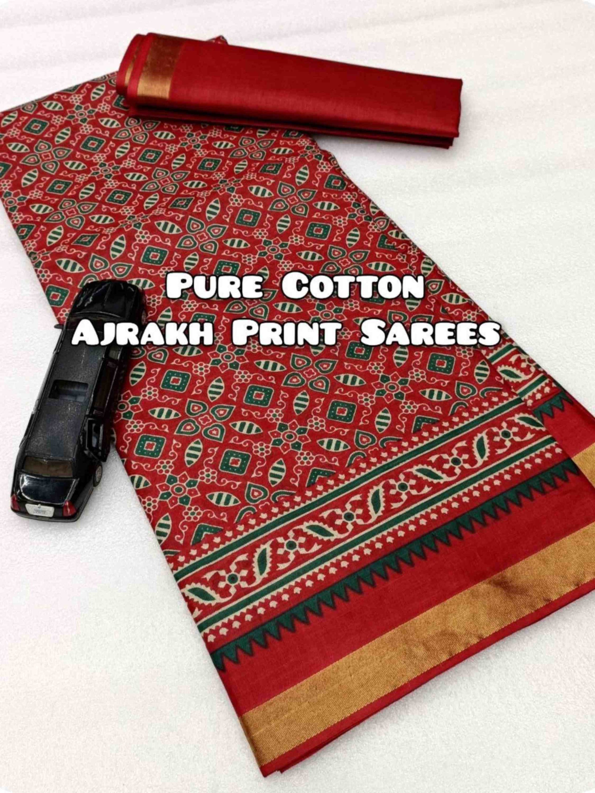 Pure Mulmul Cotton Saree Red