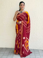 Pure Mulmul Cotton Saree Red