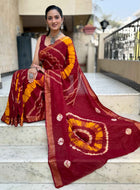 Pure Mulmul Cotton Saree Red