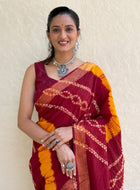 Pure Mulmul Cotton Saree Red