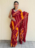 Pure Mulmul Cotton Saree Red