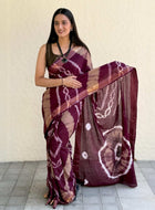 Pure Mulmul Cotton Saree Wine
