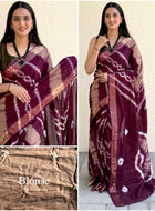 Pure Mulmul Cotton Saree Wine
