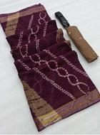 Pure Mulmul Cotton Saree Wine