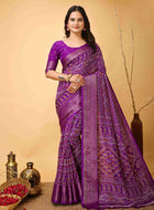 Purple Bandhani printed saree