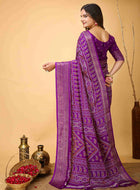 Purple Bandhani printed saree