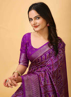 Purple Bandhani printed saree