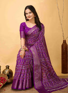 Purple Bandhani printed saree