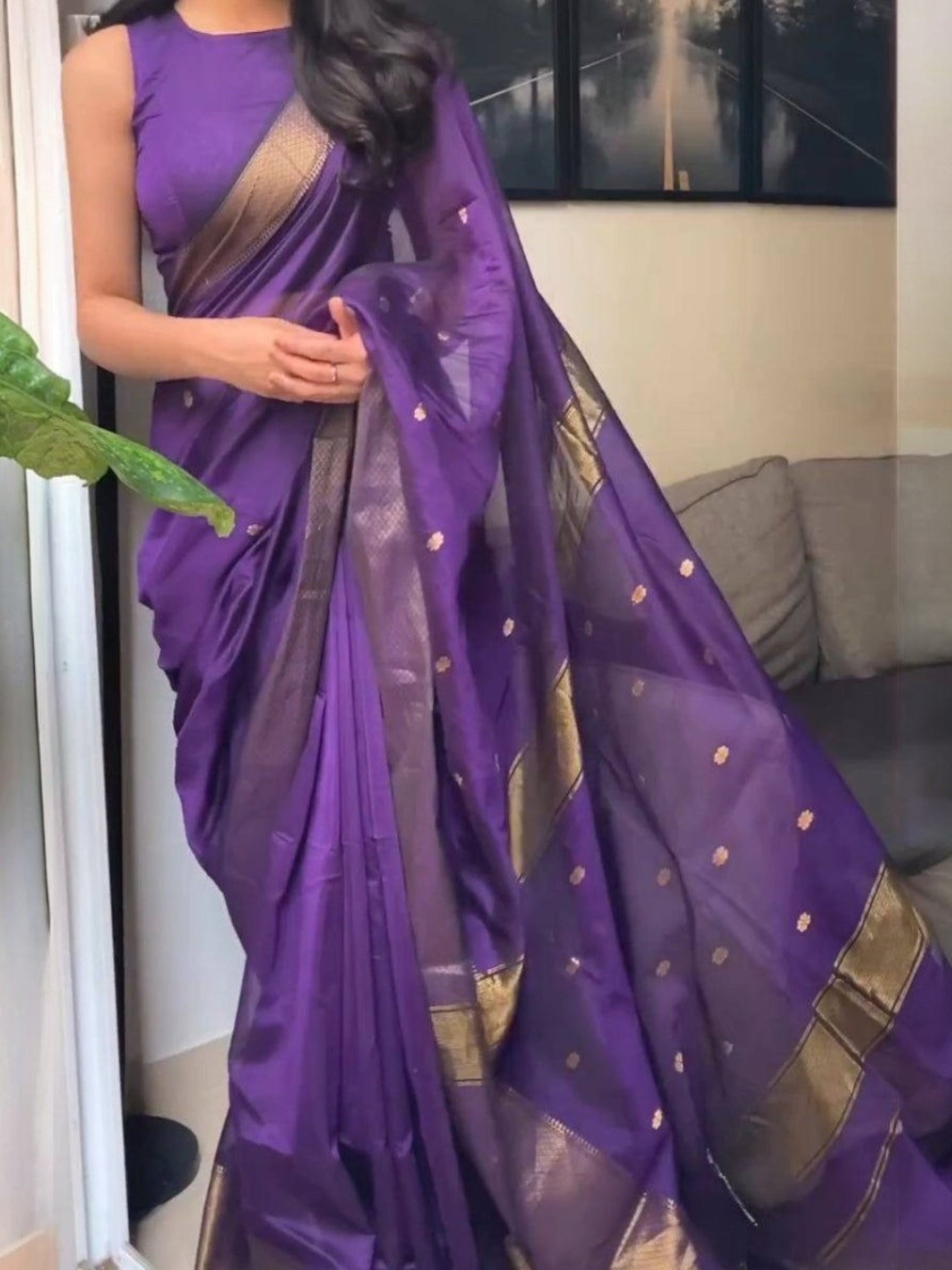Purple Chanderi Saree