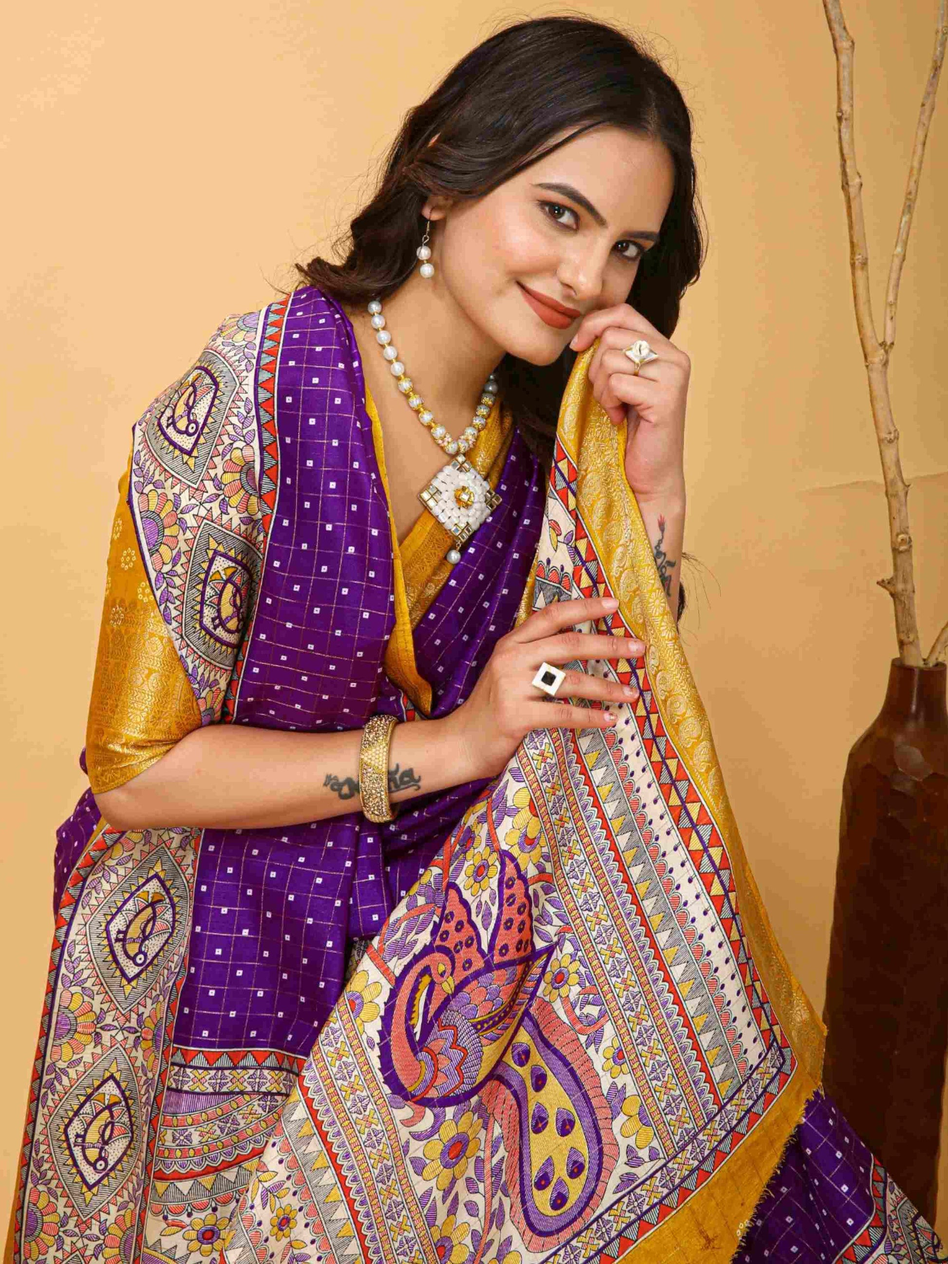 Purple Dola Silk Cotton Saree