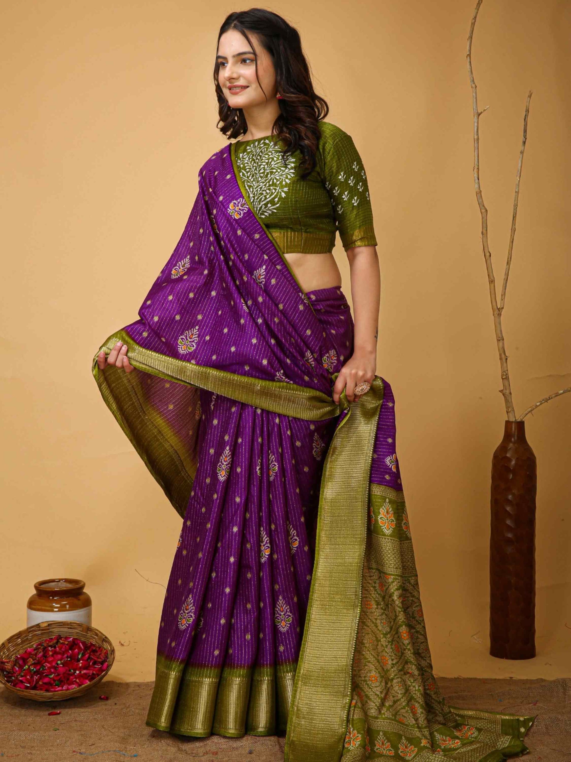 Purple Dola Silk Saree