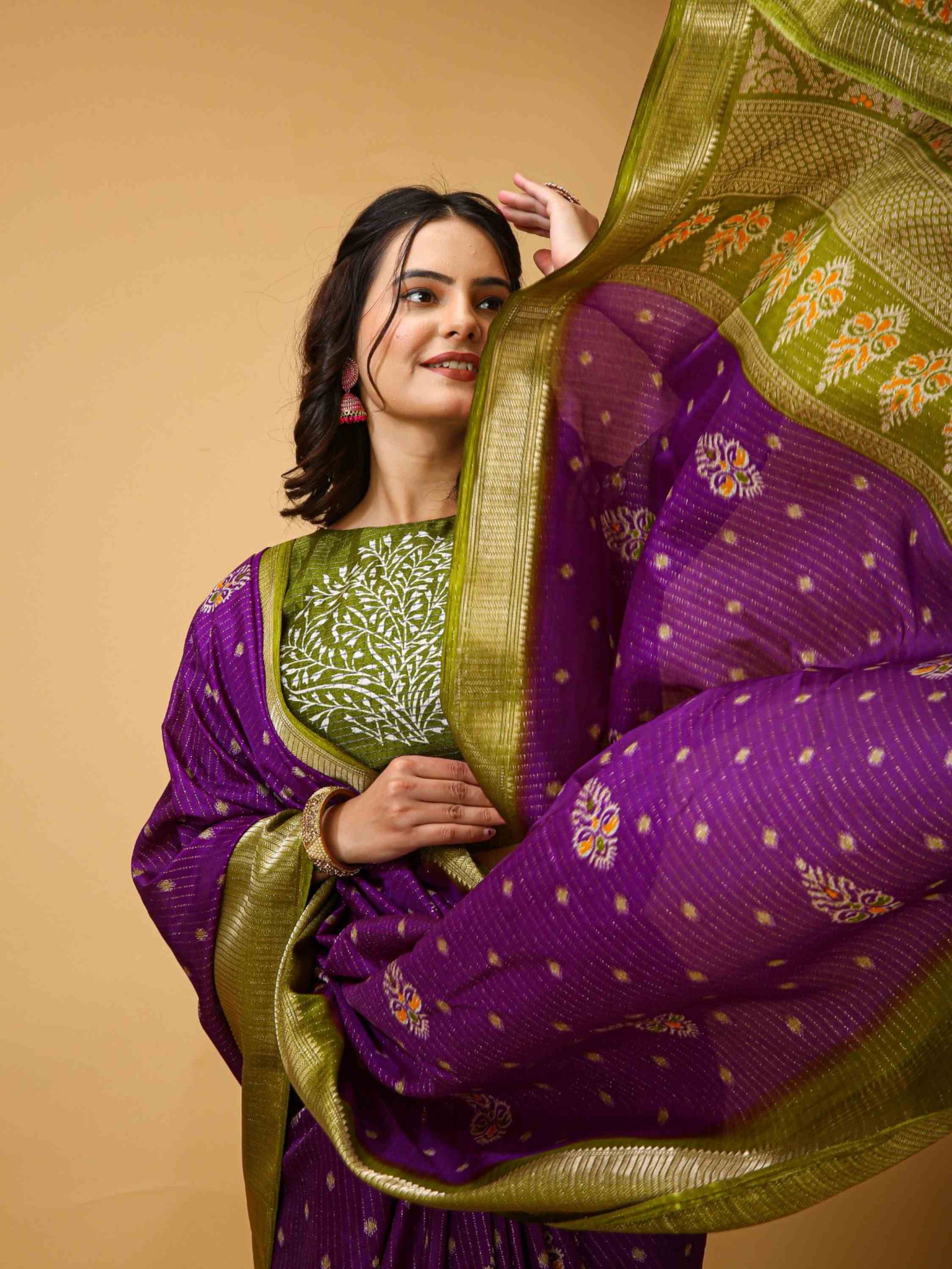 Purple Dola Silk Saree