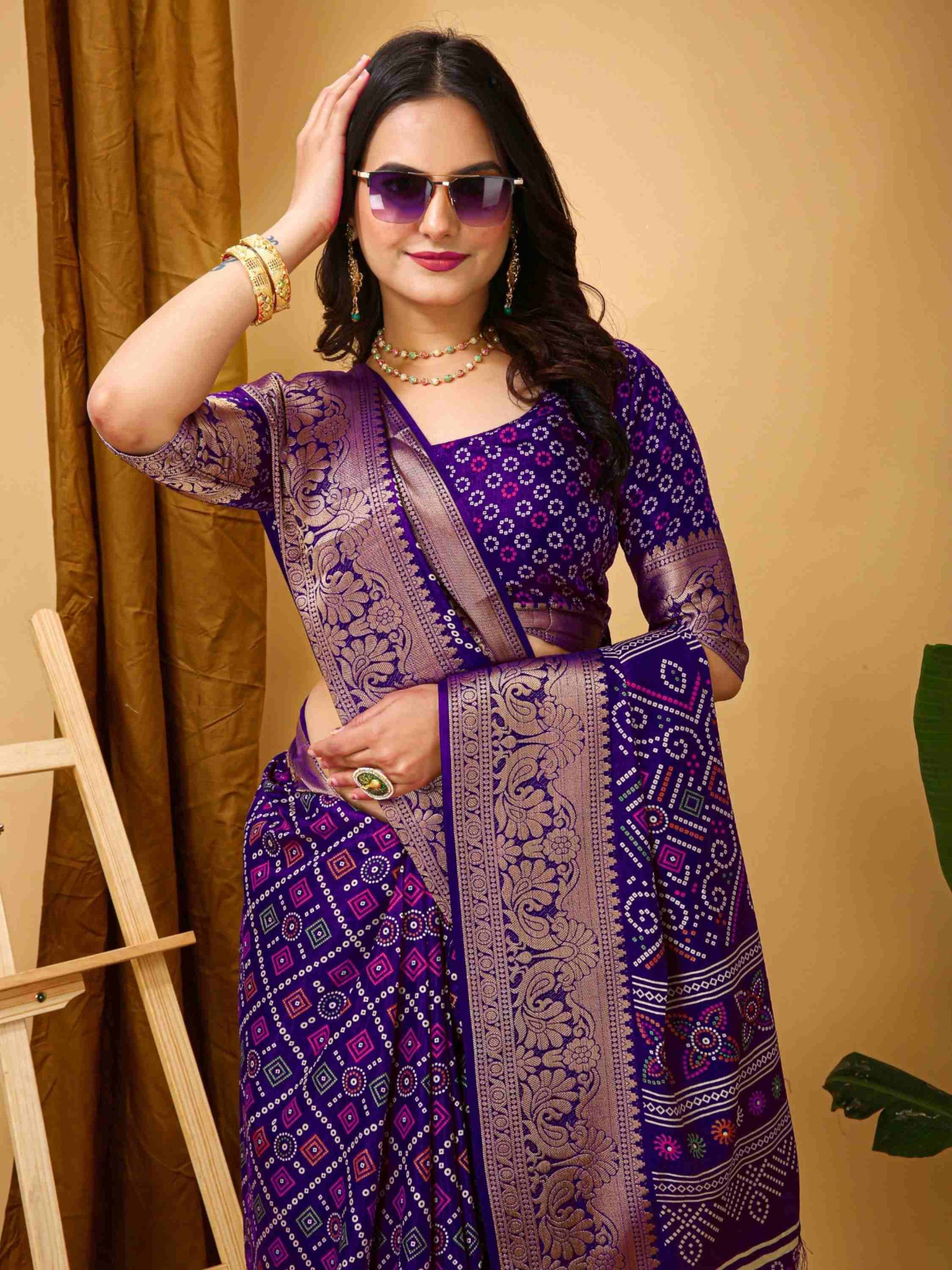 Purple Dola Silk Saree