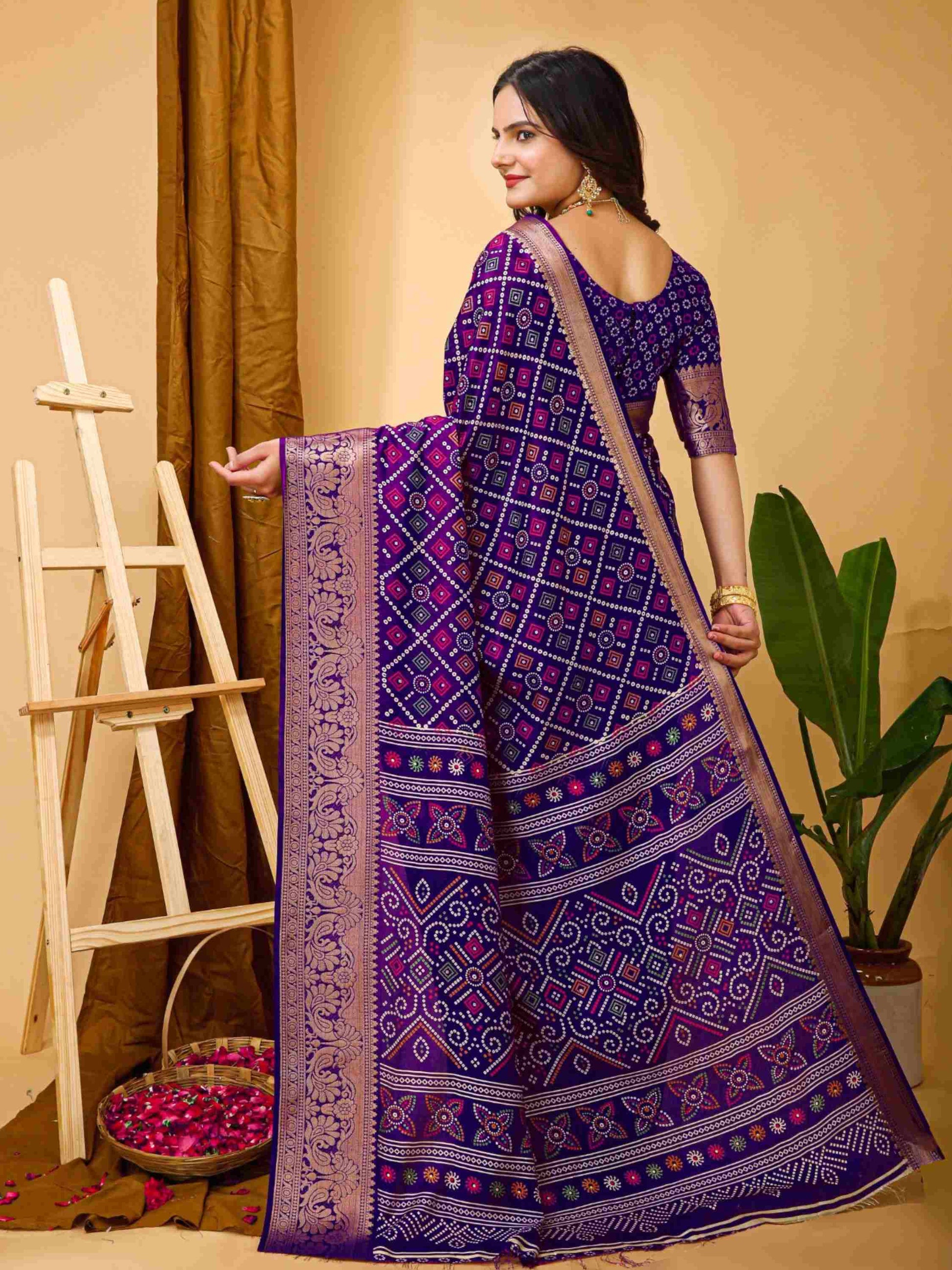 Purple Dola Silk Saree