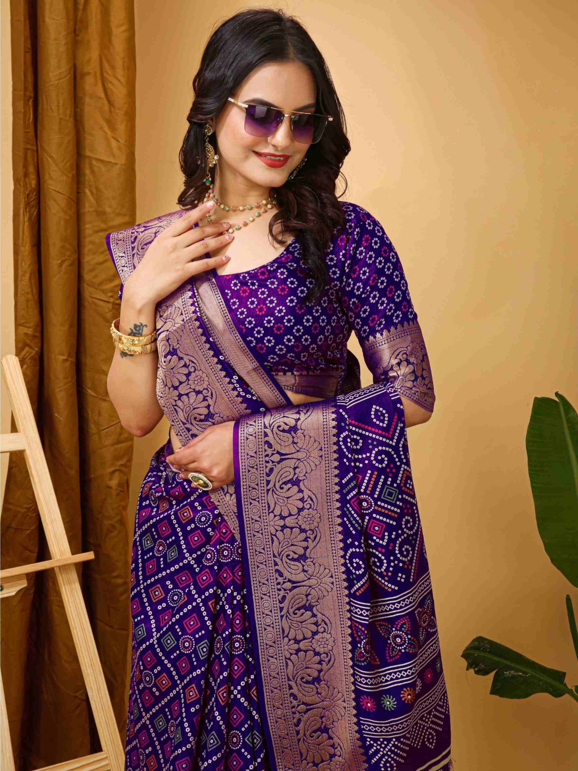 Purple Dola Silk Saree
