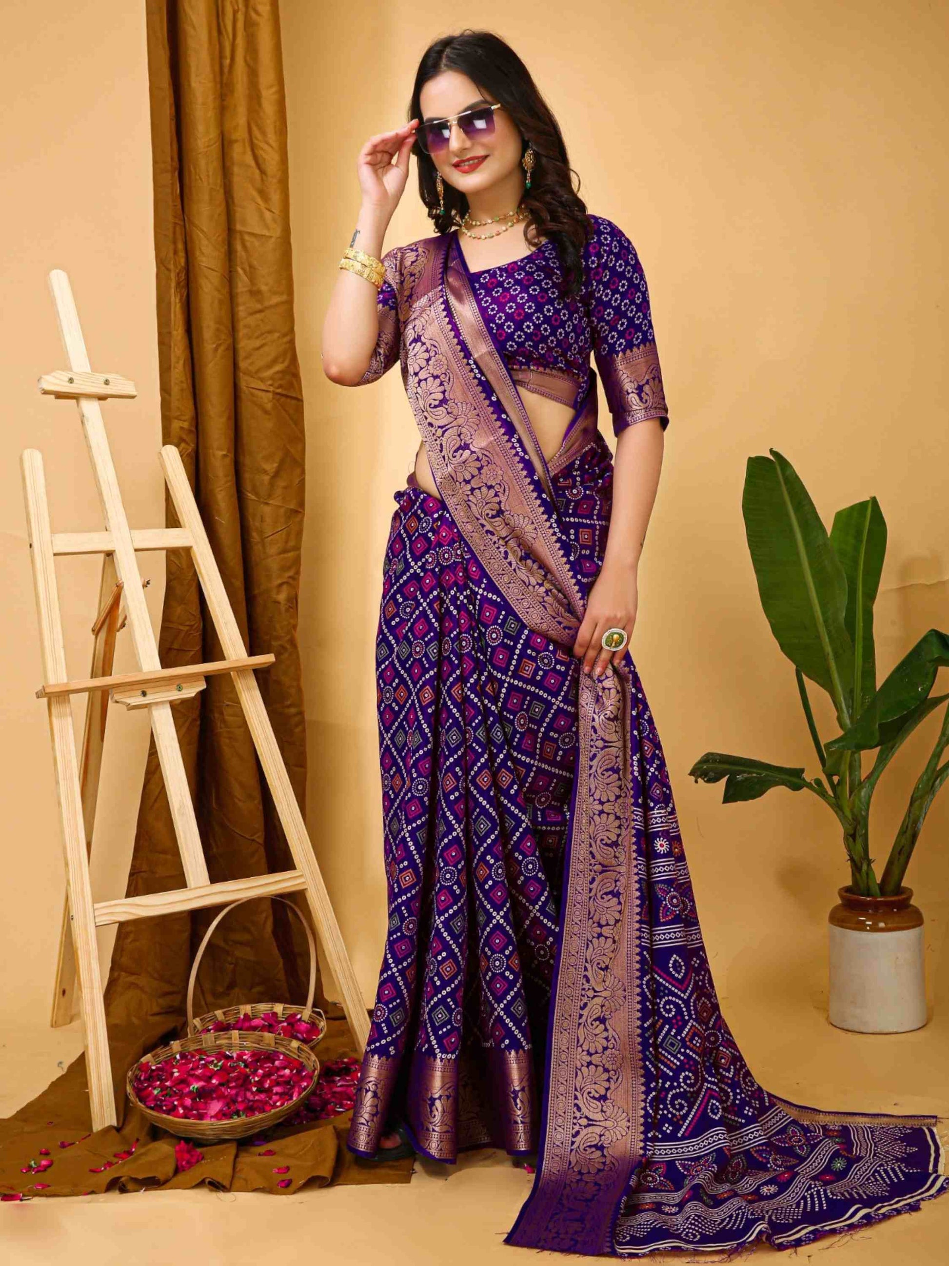 Purple Dola Silk Saree