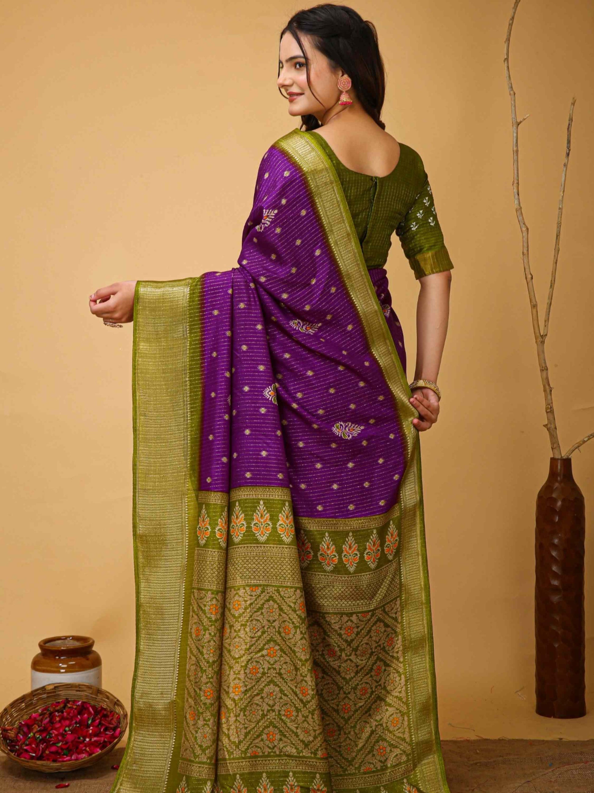 Purple Dola Silk Saree