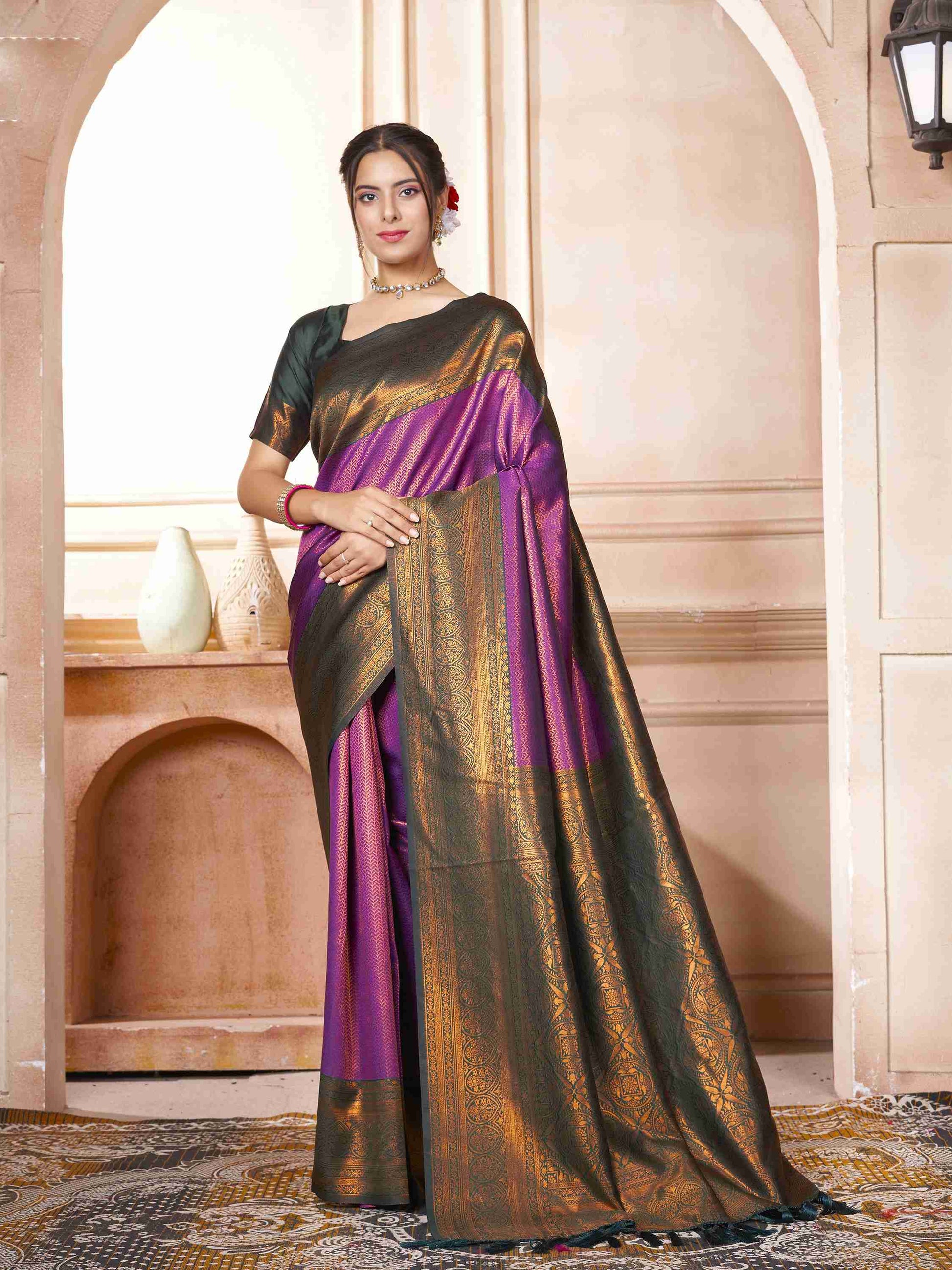Purple Kanchipuram Silk Saree