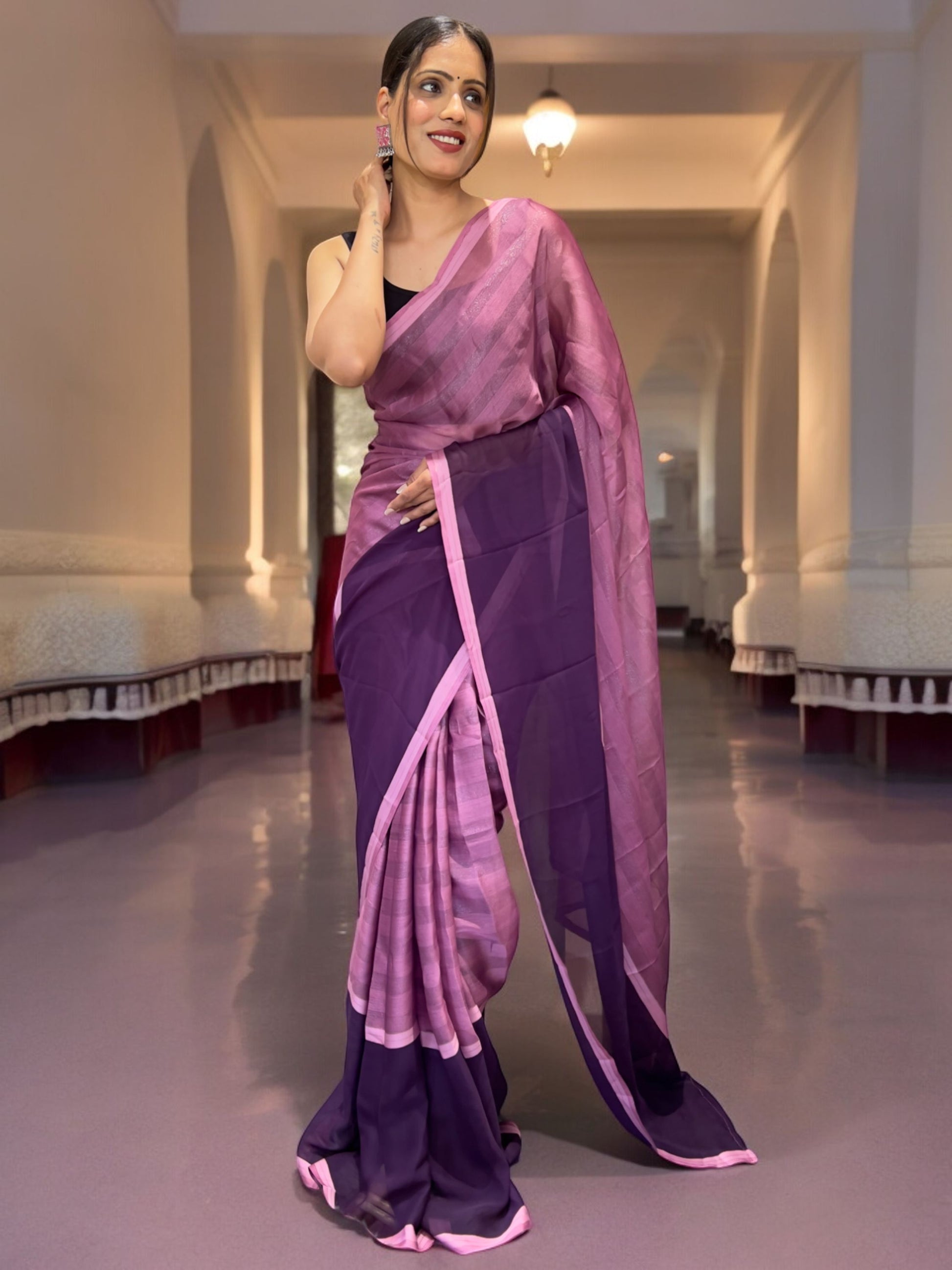 Purple Ready to Wear Saree