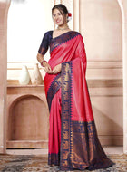 Raspberry Kanjivaram Silk Saree