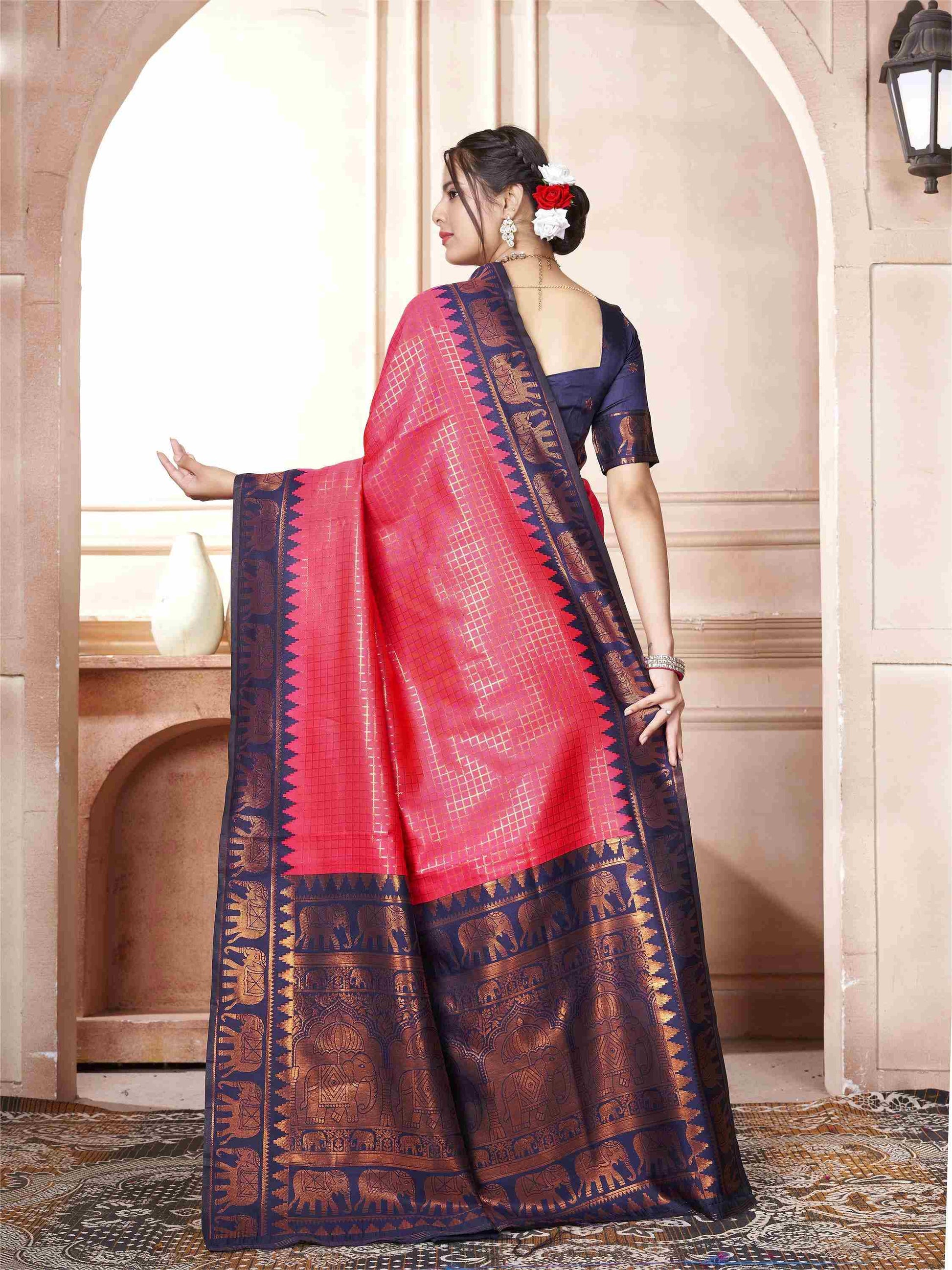 Raspberry Kanjivaram Silk Saree