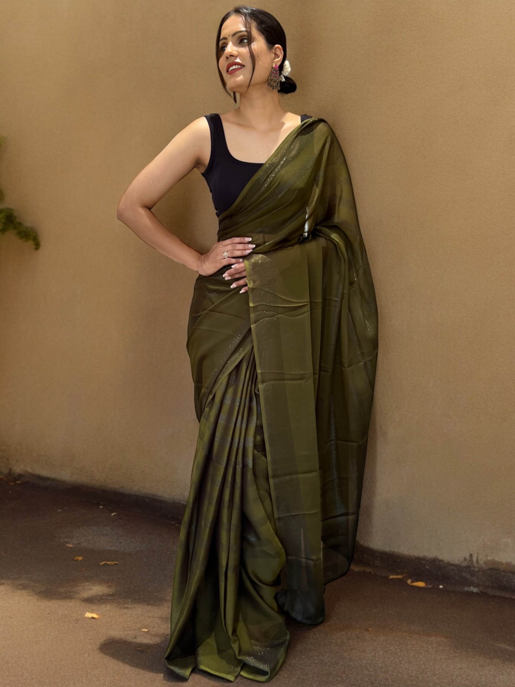 Ready to Wear Saree Olive Green