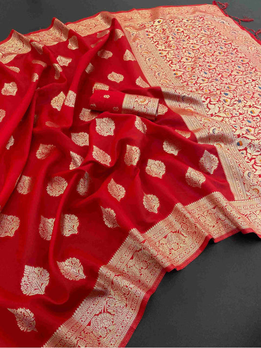 Red Banarasi Silk Saree