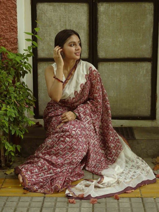 Red Chanderi Saree