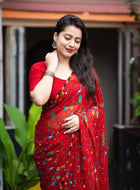 Red Chiffon Saree